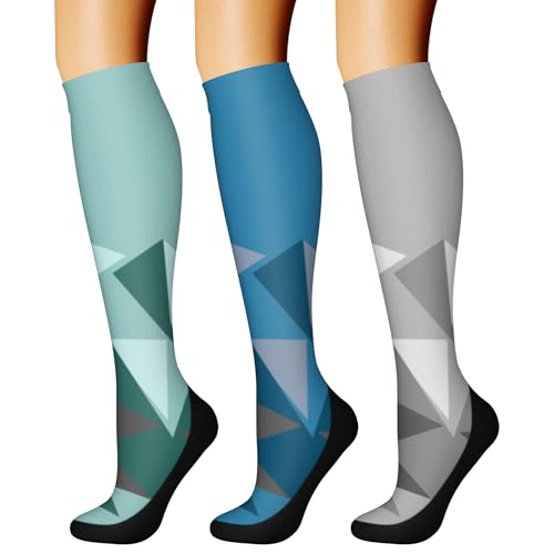 CHARMKING Compression Socks for Women & Men Circulation (3 Pairs) 15-20 mmHg is Best Athletic for Running, Flight Travel, Support, Cycling, Pregnant - Boost Performance, Durability (S/M, Multi 69)