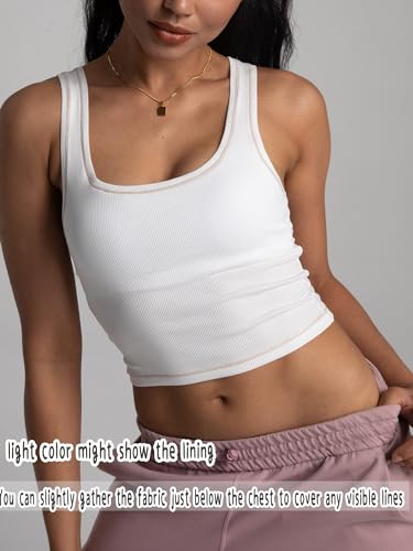 Danysu Women's Ribbed Padded Tank Top with Square Neck