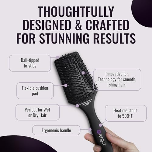 ERGO Mini Ionic Paddle Brush - Detangle & Reduce Frizz