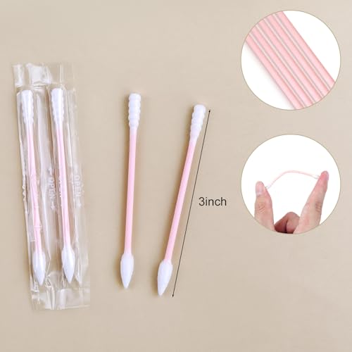 SLequipo 1000 Count Pink Individually Wrapped Cotton Swabs for Travel & Personal Care
