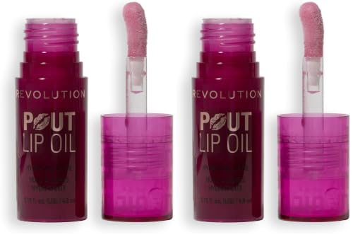 Revolution Pout Lip Oil Bitten Cherry - Nourishing Tinted Lip Oil, Pack of 2
