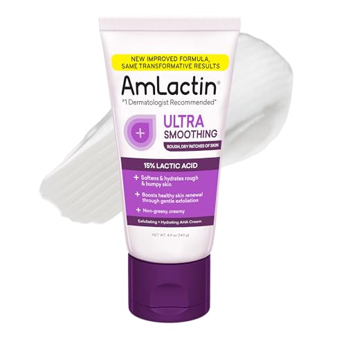AmLactin Ultra Smoothing - Therapeutic Hand Cream for Dry Cracked Hands - No-Scrub Exfoliator and Moisturizer with 15% Lactic Acid AHA, 4.9 oz (Packaging May Vary)?