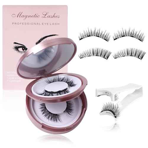 Magnetic Eyelashes Natural Look, Eyelashes with Applicator, Natural Look, Reusable Glue-free False Eyelashes Series (Nature Series(EA10+EM10))