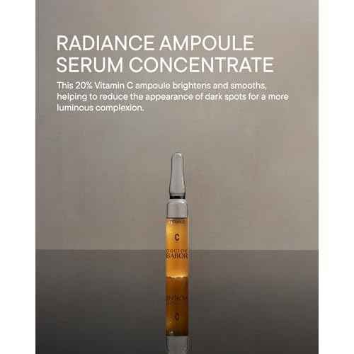 Doctor BABOR Radiance Ampoules Serum, 20% Vitamin C Treatment, with Hyaluronic Acid, High Dose, Face Pigment Spot Minimiser, for Smoother Skin with Glow, Against Wrinkles, 100% Vegan, 7 x 2 ml