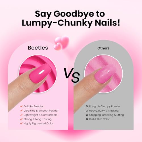Beetles Pink Dip Powder Nail Starter Kit - 6 Colors Set with Base & Top Coat