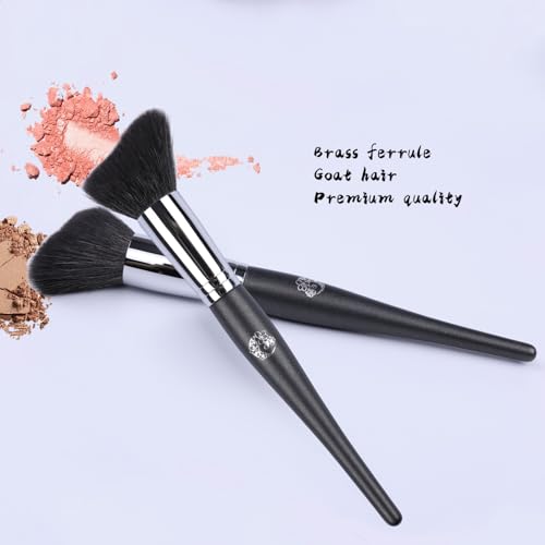 ENERGY Contour Brush Professional Makeup Brush for Foundation Blush Bronzer Contour and Setting Powder Blending Soft Dense Natural Goat Hair Curved Kabuki Brush M412