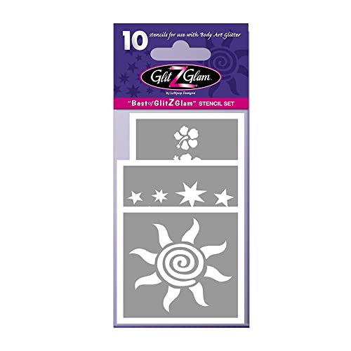 GlitZGlam Glitter Tattoo Stencil Set - 10 Designs