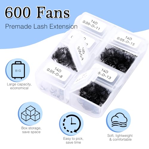 Obeyalash Premade Lash Fans D Curl - 600 Pack Eyelash Extensions