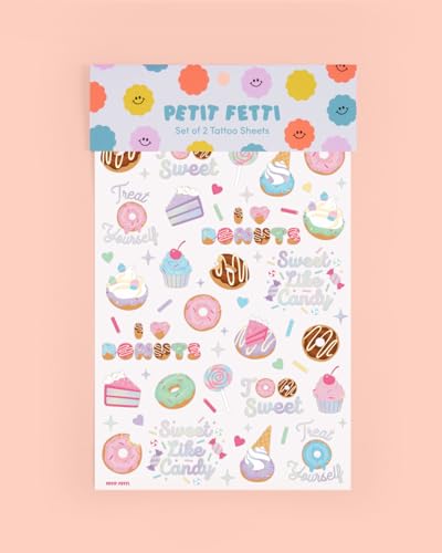 xo, Fetti Donut Temporary Tattoos - 50 Iridescent Designs