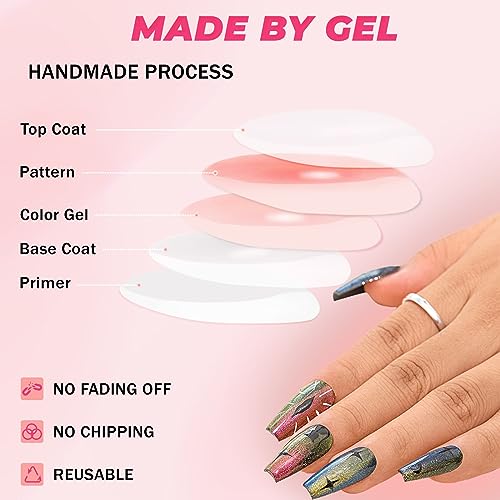 Sethexy Colorful Short Square Fake Nail Handmade Matte False Nails Acrylic Cute Press on Nail Salon Durable Quality Nails for Women and Girls 10PCS (L)