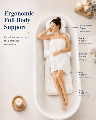Full Body Bath Pillow 52" x 17" - Extra Thick Ergonomic Support