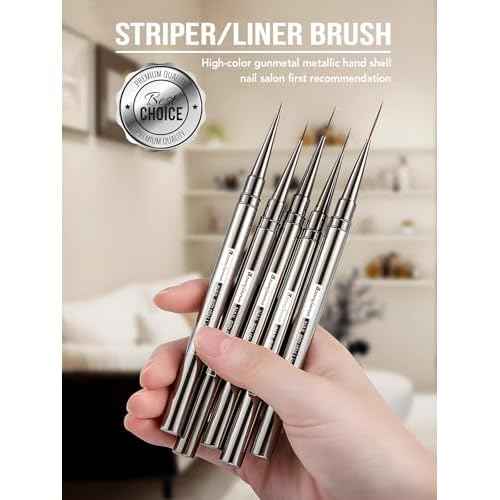 Nail Liner Brush, Fine Line Nail art Brushes 5/9/15/20/25mm Thin Line Nail Brushes Detail Drawing, Liner Brush for Nails Gel