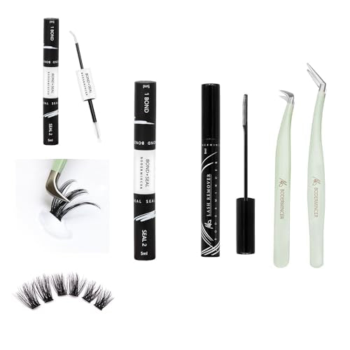 Bodermincer 120 Clusters 10mm+12mm/12mm+14mm/14mm+16mm Mixed Wide Cluster False Eyelash Individual Cluster EyeLashes Grafting Fake False Eyelashes Eyelash Extension (Bond&Seal+Remover+Tweezers)