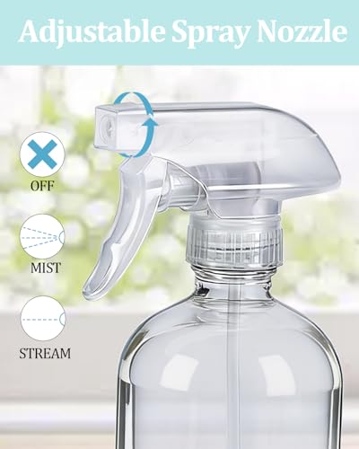 TERESRY 2 Pack White 360° Glass Spray Bottles with Silicone Sleeve, Adjustable Nozzle
