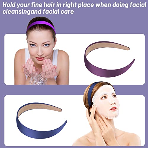 Anezus 16 Pcs Satin Headbands Bulk - 1 Inch Anti-Slip