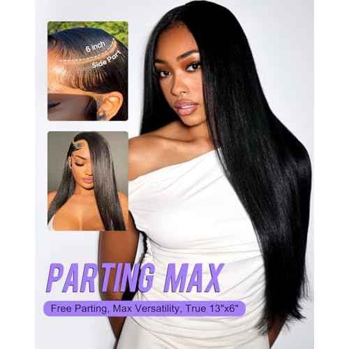 30 Inch Straight Wigs Human Hair 13x6 Lace Front Wigs Human Hair Pre Plucked 200 Density HD Transparent Lace Frontal Glueless Wig for Women with Baby Hair