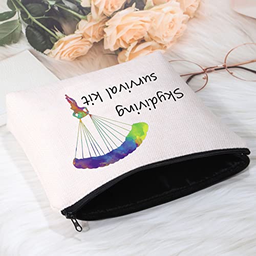 POFULL Sky Diving Gifts Skydiving Survival Kit Parachute Jump Gift Skydiver Adventure Zipper Pouch Bag (Skydiving survival kit bag)