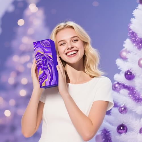 Purple Spa Gift Basket Set for Women with Candle & Bath Bomb