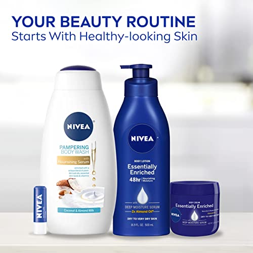 NIVEA Coconut and Almond Milk Pampering Body Wash, Moisturizing Body Wash with Nourishing Serum, Plant-Derived Oils, Essential Skin Lipids and Vitamins, 20 Fl Oz Bottle