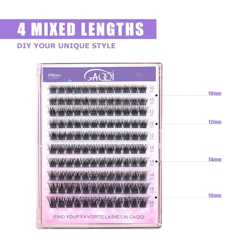 GAQQI Wispy Lash Clusters GQ19-C Curl 10-16mm 120PCS - Natural Eyelash Extensions