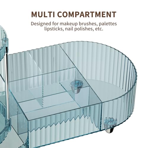 Rotating Makeup Organizer with 360 Silent Design & 5 Compartments