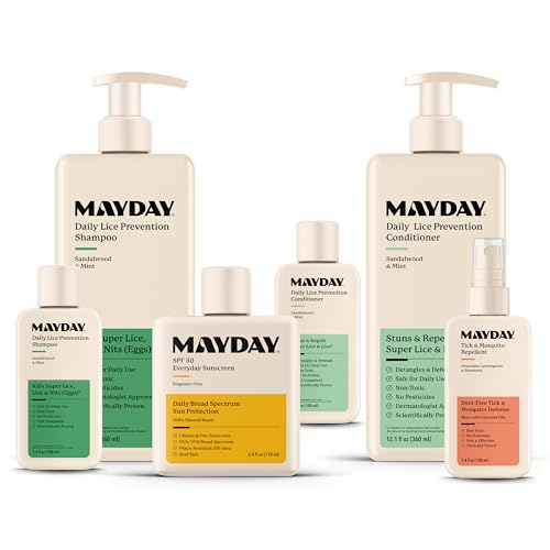 MAYDAY Family Lice Prevention & Sun Protection Bundle - Natural Insect Repellent & Sunscreen Set