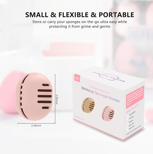 Makeup Sponge Holder Case, Silicone, Breathable, Travel-Friendly, 2-Pack