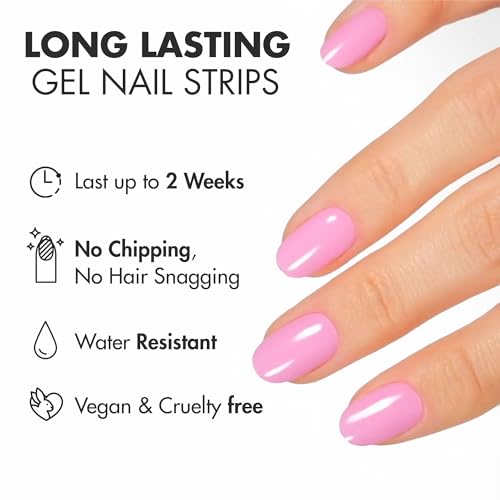 MOYOU LONDON Semi Cured Gel Nail Strips Flower 20 Pcs. UV Gel Nail Wraps for Salon-Quality Manicure, Easy to Apply, Trim, & Remove