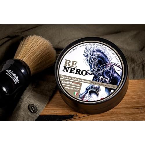 The Goodfellas' Smile,NERO (Patchouly & Cedarwood) Luxury Italian Shaving Soap With Blackcurrant Oil & Mare's Milk, Formulated for Use with A Shaving Brush, Made in Italy,