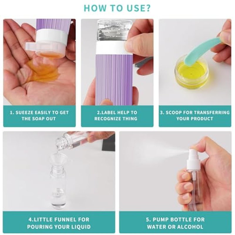 18-Pack TSA Approved Travel Bottles Set with Toiletry Bag
