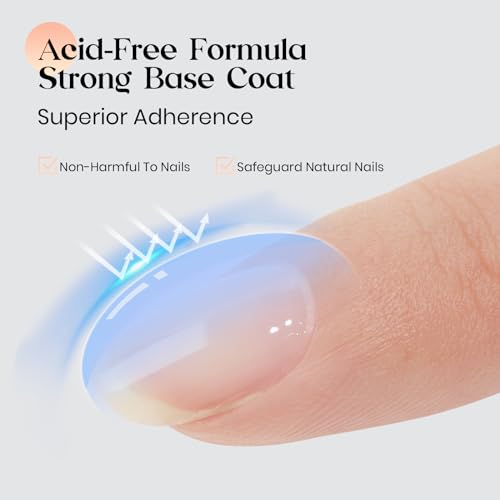 MIZHSE 2 Pcs Gel Base and No Wipe Top Coat Set for Long-Lasting Shine