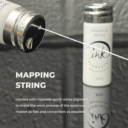 Brow Mapping Kit with White Brow Paste [Large 15g Bottle] White Brow Mapping String [30 m ] and 2 Eyebrow Brush Set for Microblading Supplies, PMU Supplies and Brow Brush Microblading Kit; Brow brush