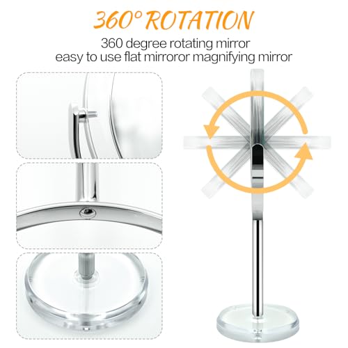 Dual-Sided 1X/15X Magnifying Makeup Mirror with Stand