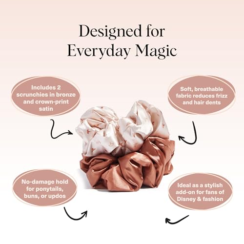 Kitsch & Disney Satin Scrunchies for Women - Desert Crown 2 Pack