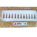 12 Golden Long Crystal Bindi Bridal Face Jewels - Indian Forehead Tika
