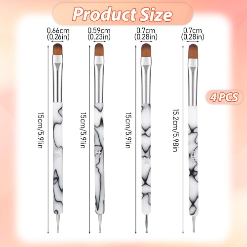 French Gel Nail Brushes 4-Piece Set with Dotting Tool