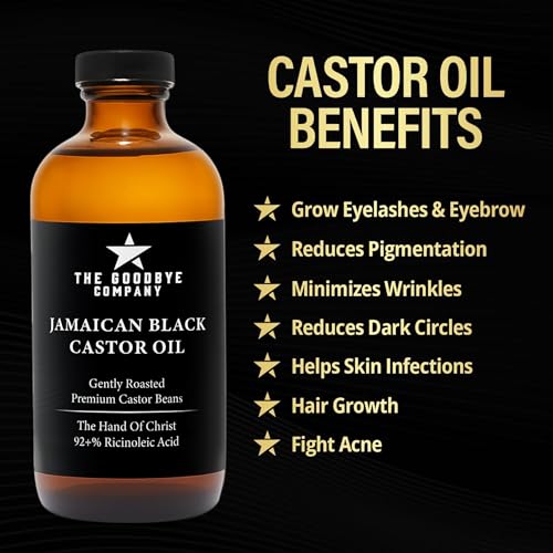 The Goodbye Company Black & Gold Castor Oil Blend ? Cold-Pressed & Unrefined ? Pure Hexane-Free Oil for Hair, Skin, Body, Eyelashes & Eyebrows