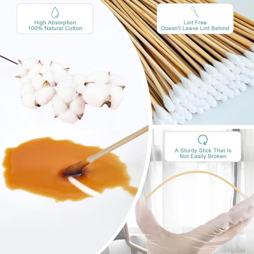 Garrelett 6 Inch Long Wooden Cotton Swabs - 500 Pack for Detail Cleaning