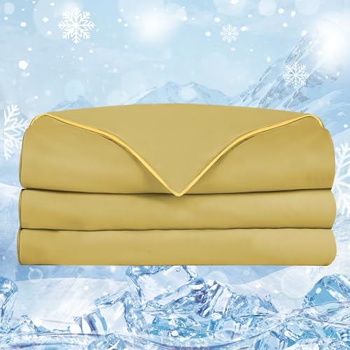 LaffyLo Twin Size Cooling Comforter 60x80 Dusty Mustard Lightweight Bed Blanket