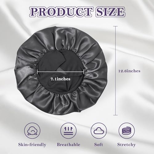 Silk Bonnet for Sleeping - 2Pc Set with Elastic Band