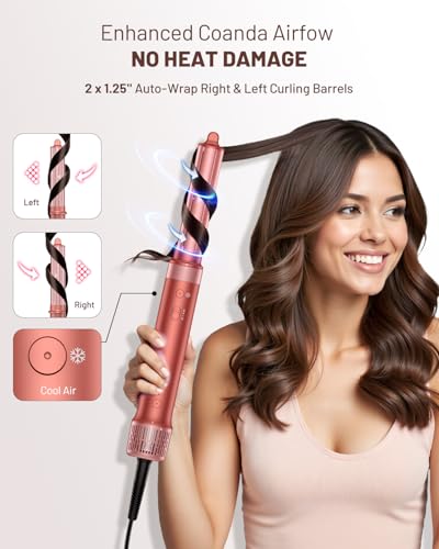5-in-1 Hot Air Styler Brush Set - Fast Drying Hair Dryer with Auto Wrap Curlers