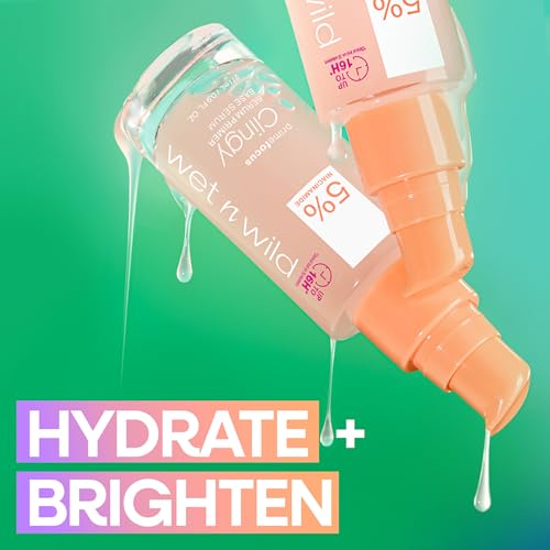 wet n wild Prime Focus Clingy Serum Primer, Hydrating & Brightening with 5% Niacinamide & 8% Glycerin, Long-Lasting 16-Hour Wear, Dewy Finish Skin-Enhancing Formula, Cruelty-Free