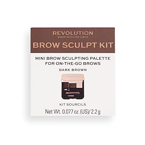Makeup Revolution Eyebrow Kit, Brow Palette For Sculpting The Perfect Brows, Vegan & Cruelty-Free, Dark, 0.077oz/2.2g