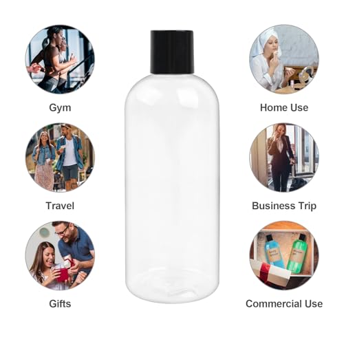16 oz Clear Plastic Squeeze Bottles, 2-Pack | Leak-Proof Travel Containers