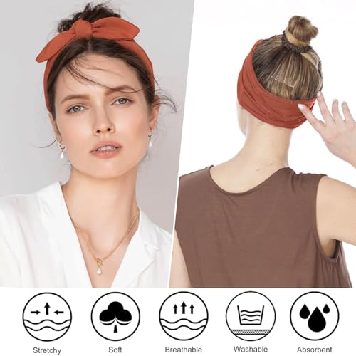 6 Pack Bow Headbands for Women - Stretchy Sport Yoga Headwraps