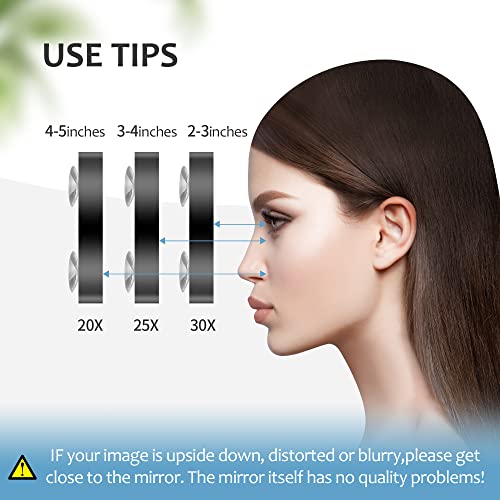 30X Magnifying Mirror with Suction Cup & Tweezers, 3.5 Inch