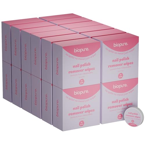 Biopure Nail Polish Remover Wipes Acetone-Free & Non-Toxic ? Quick & Easy Nail Polish Removal, Travel-Friendly Disposable Pads w/Sealable Jar (720 Count, Unscented) Bulk Pack