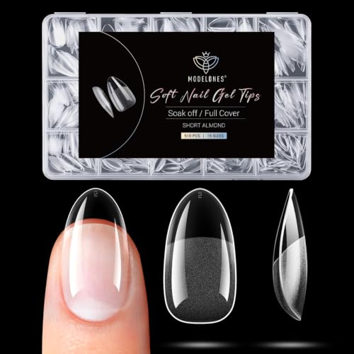 Modelones Short Almond Fake Nail Tips - Half Matte 510Pcs for Nail Extensions DIY