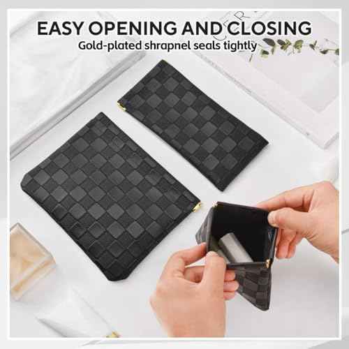 3PCS Small Makeup Bag for Purse£¬Waterproof Leather Portable Mini Makeup Bag,Snap Closure Organizer Pouch for Coin Cards Jewelry Lipstick Cosmetic Accessories£¬Small Travel Kit Storage Pouch