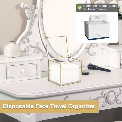 Glass Disposable Face Towel Holder with Lid | Bathroom Storage